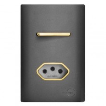 Conjunto Interruptor Simples + Tomada 10A 4x2 - Novara Grafite Gold